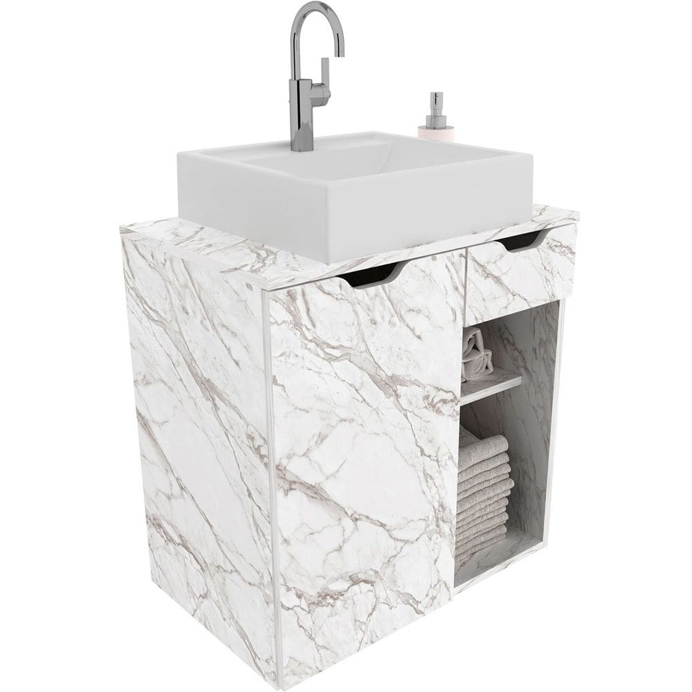 Gabinete de Banheiro 60 cm 1 Porta com Cuba Romana