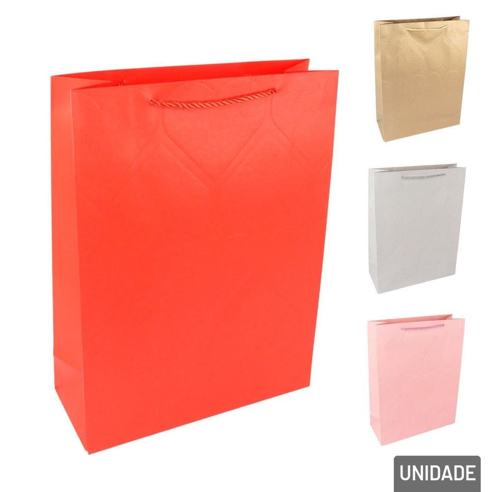 Sacola de Papel 40x30cm Corações Color - Tudo em Caixa