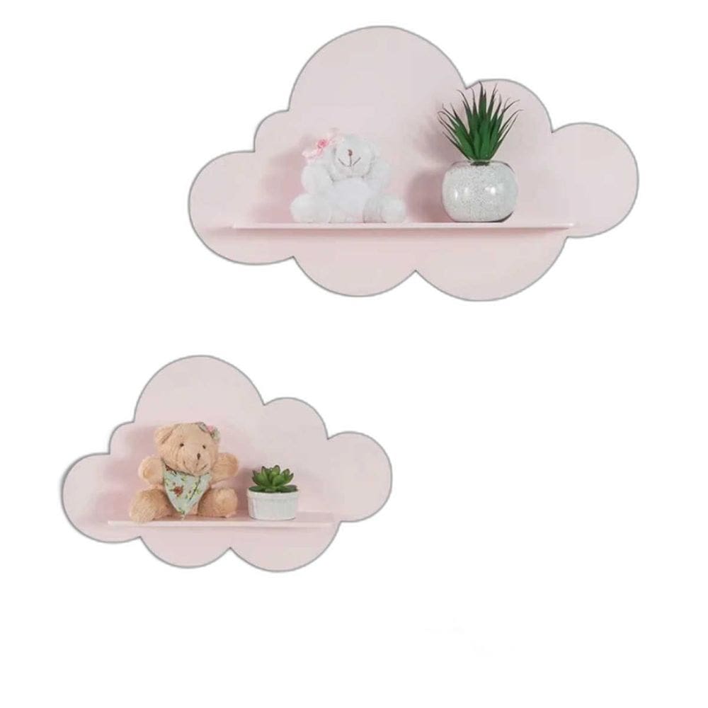 Decoração Infantil Prateleiras Nuvem Nicho 3 Un Quarto Rosa