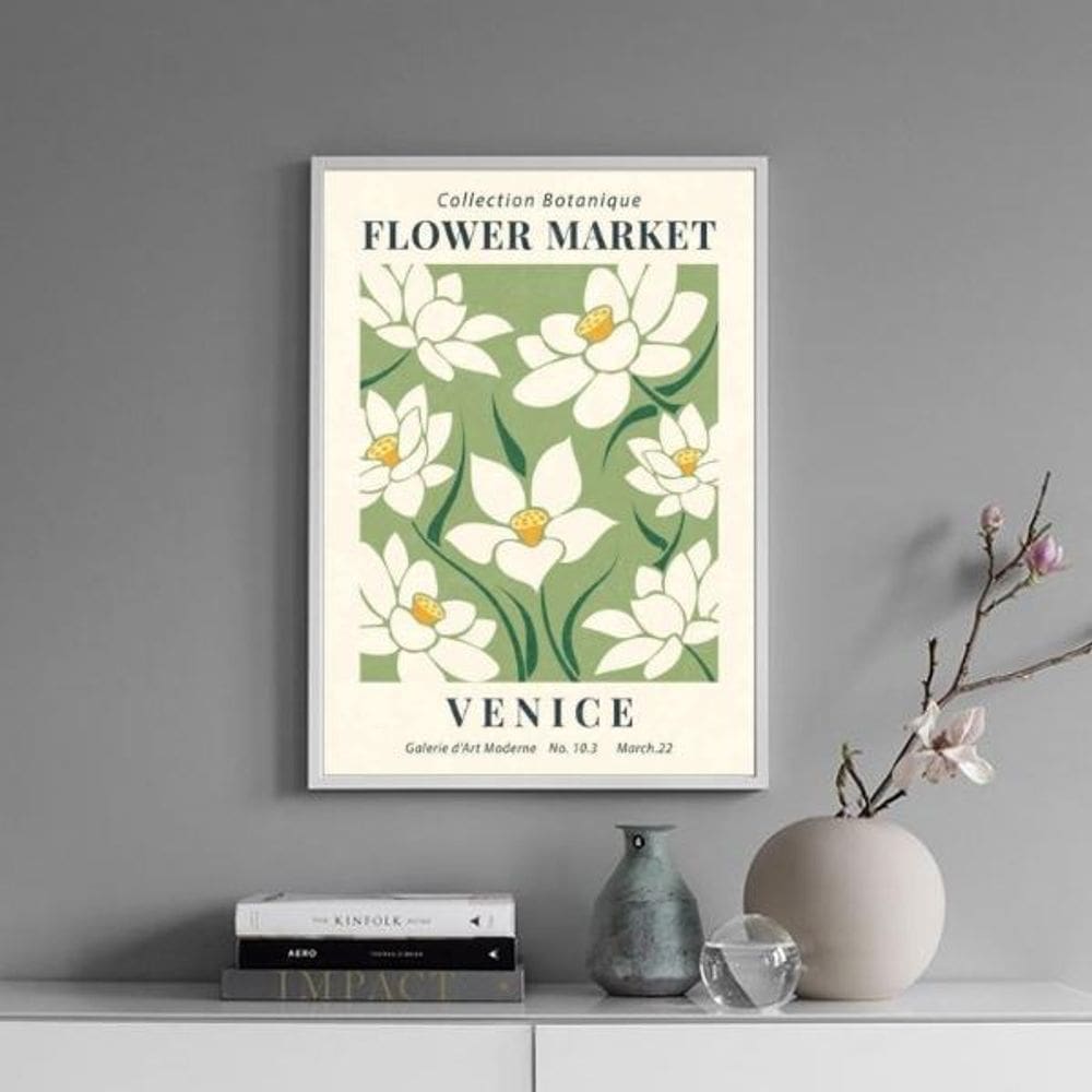 Quadro Poster Flower Market - Venice 24X18Cm - Com Vidro