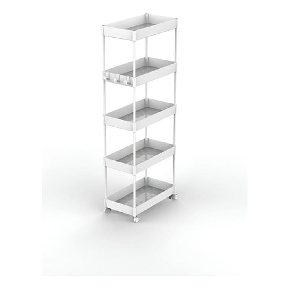 Estante Carrinho Multiuso Rodas 108x40x22cm 5 Niveis Branco