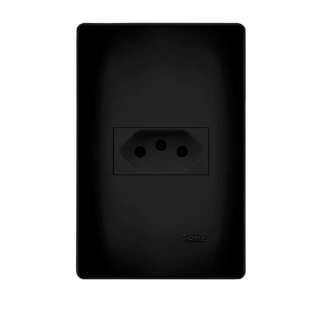 Tomada Preta 2P+T 20A/250V Com Placa Habitat - Fame