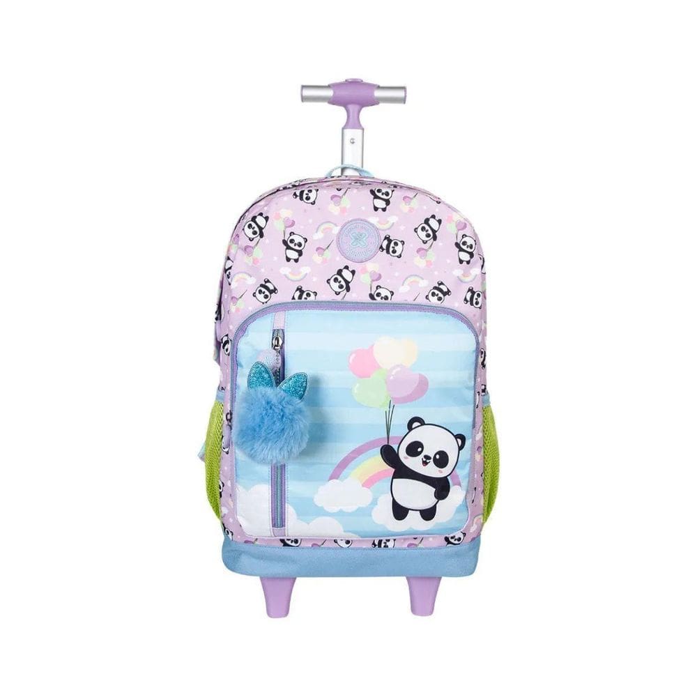 Mochila De Rodinhas College Panda Balão Lilás Juvenil Xeryus