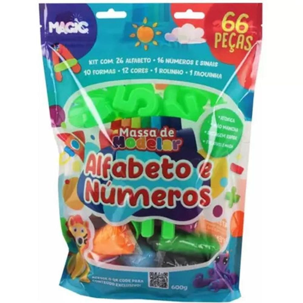 Massa De Modelar Alfabeto E Numeros 66 Pecas