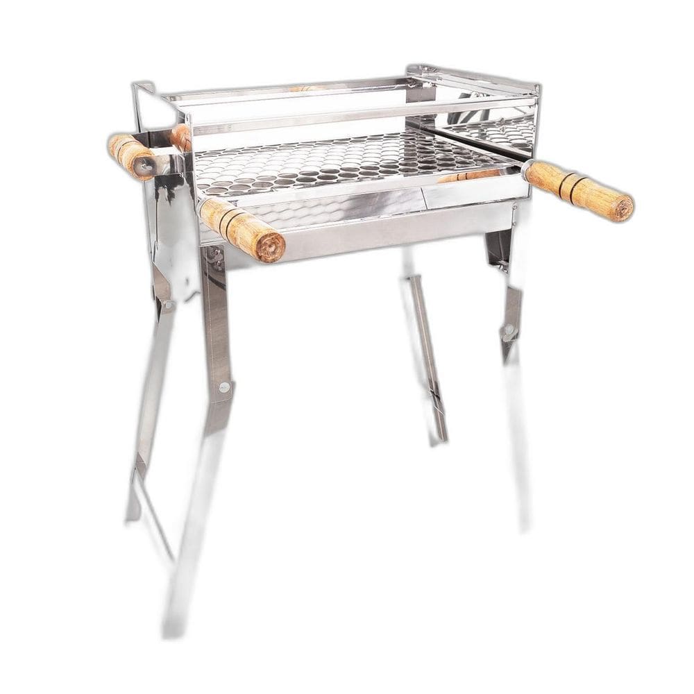 Churrasqueira Inox Portátil Media Pés Dobráveis 50X25Cm