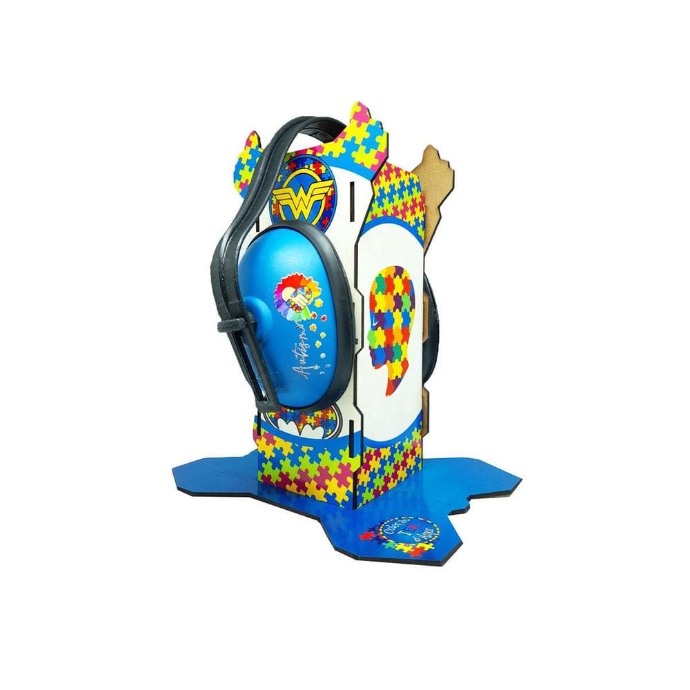 Abafador Ruído P/ Autistas C/ Suporte Decorativo Mdf 24X22Cm
