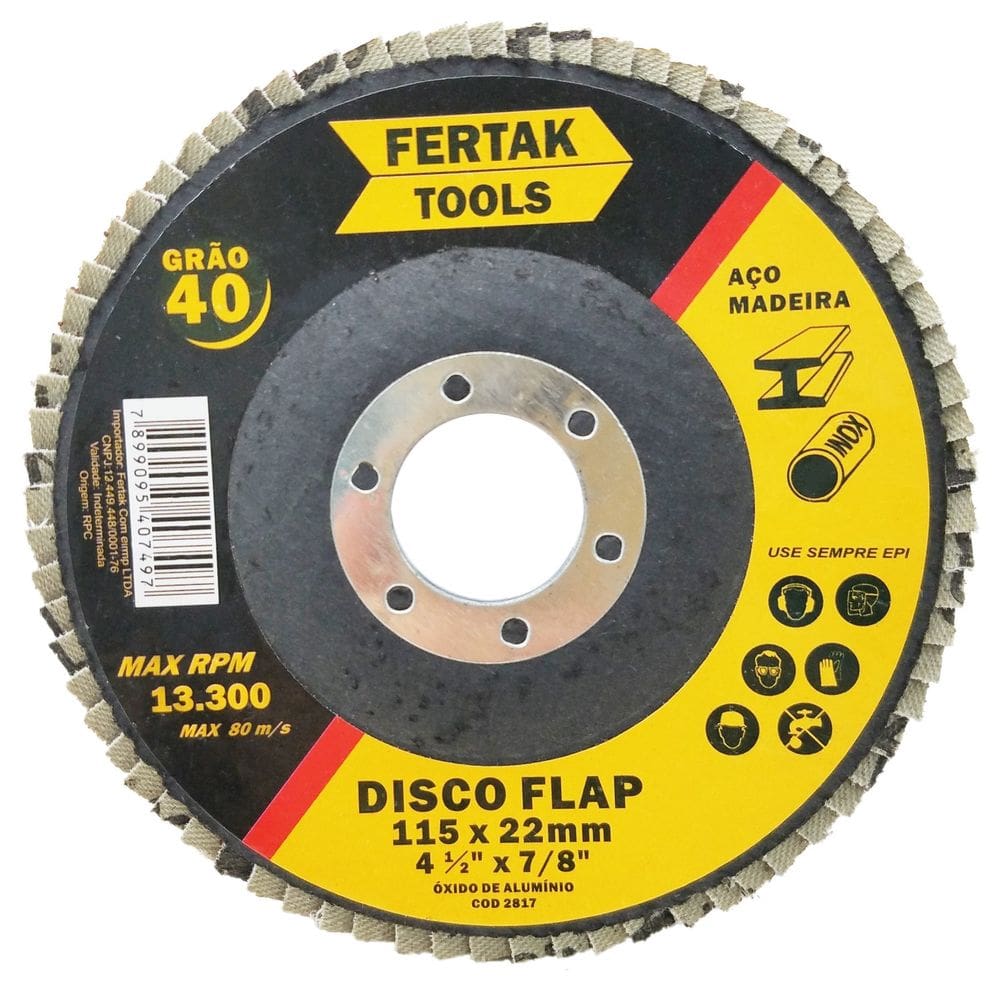Disco Flap para Acabamento 4,5" Grão 80 Caixa 10 unidades