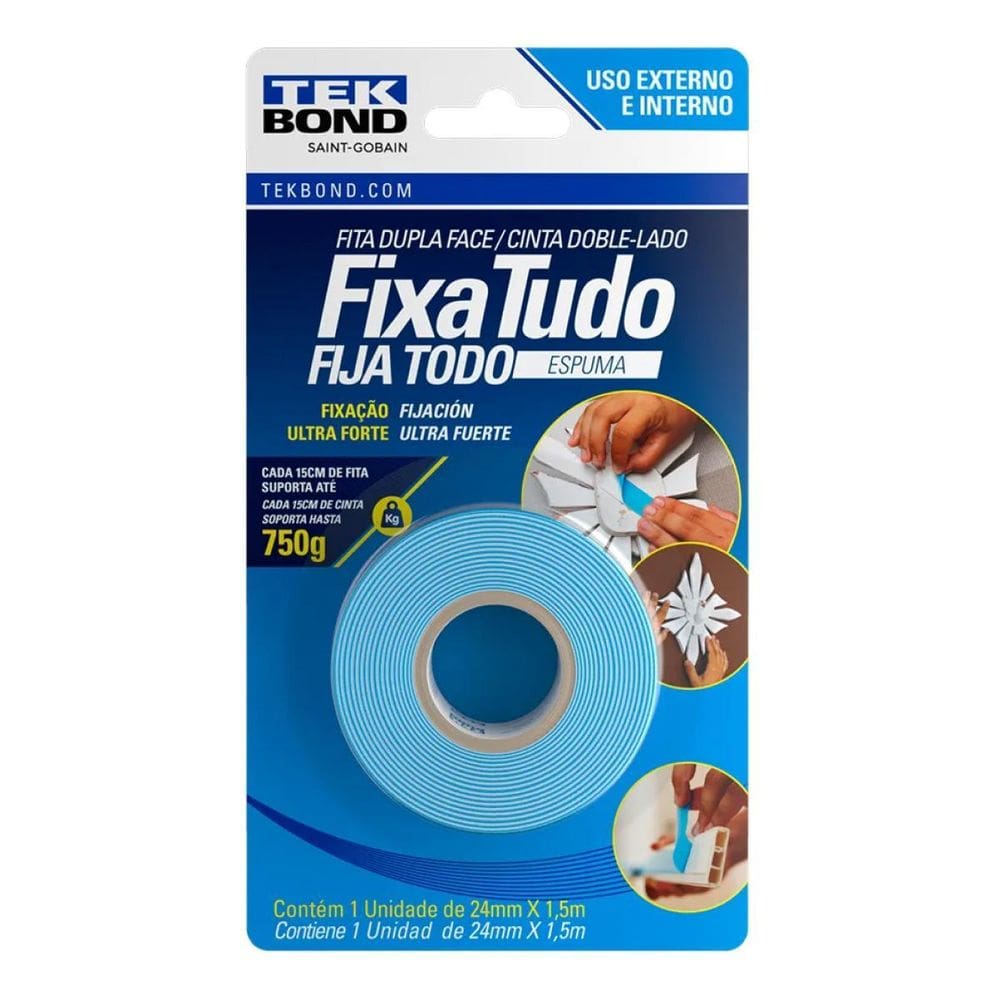 Tekbond Dupla Face Fita Fixa Tudo Espuma 24Mmx1,5M