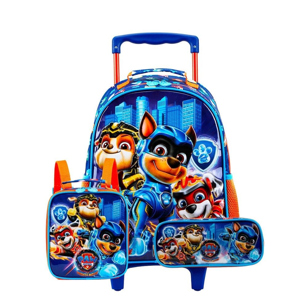 Kit Escolar Paw Patrol Filme Mochila De Rodas M + Lancheira