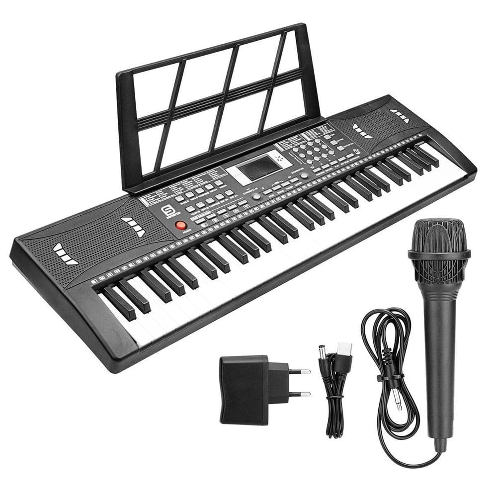 Teclado 61 Teclas Funções Profissionais Display Mic Sonoros