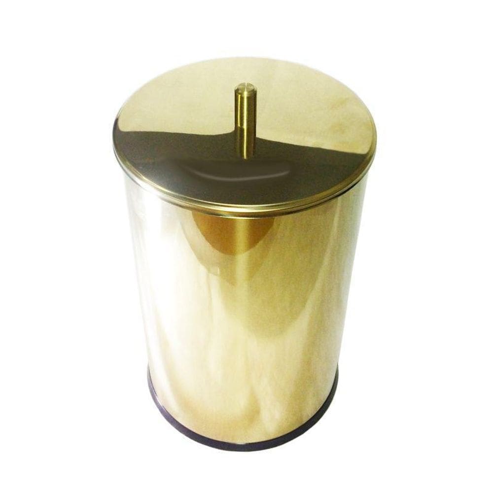 Lixeira Dourada Com Tampa Em Aço Inox 7,8L By Fineza