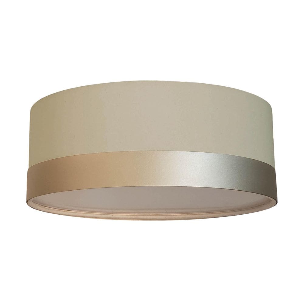 Luminária Plafon Cúpula Cáqui Com Detalhe Bronze 50X15