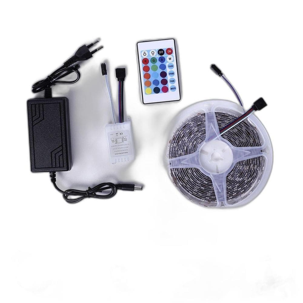 Fita Led 5050 Rgb 12V 5M Ip65 Com Controle + Fonte Kit 4