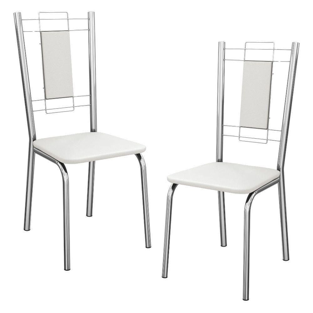Kit 2 Cadeiras Cromada Sala Jantar 2c005cr Corino Kappesberg Branco
