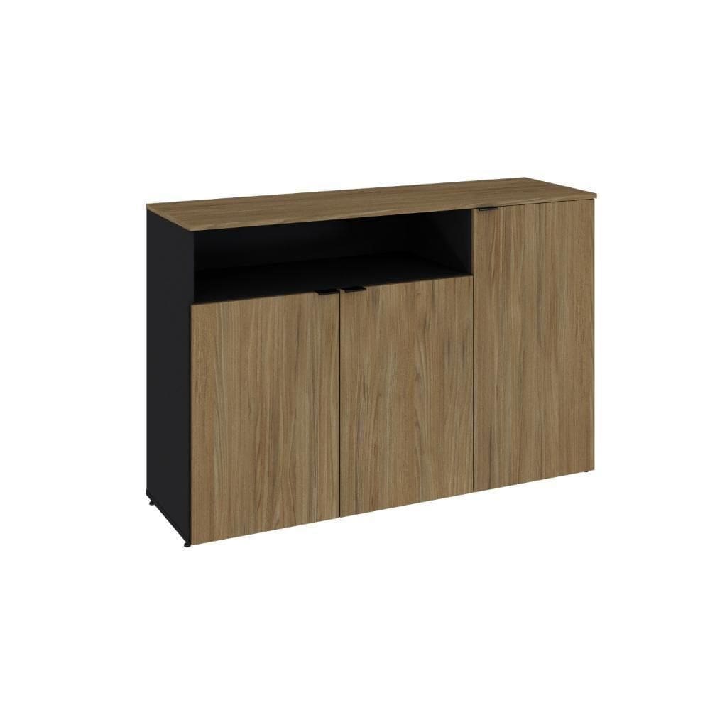 Armário Aparador Com 03 Portas E Nicho 89,5x135x42cm Wlap135 Preto Tx Com vermont Oak