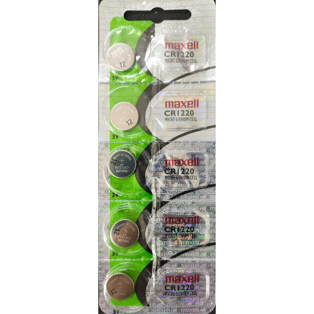 Cartela de Bateria CR1220 Maxell com 5 unidades
