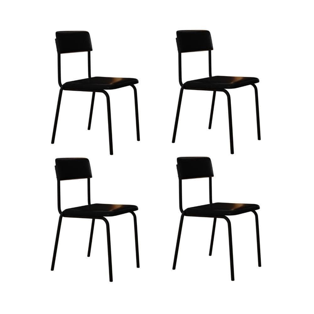 Cadeira Fit Fixa C/4 Pes 475 X 505 X 810 Mm C/4 Un. Courino Preto Courino Preto
