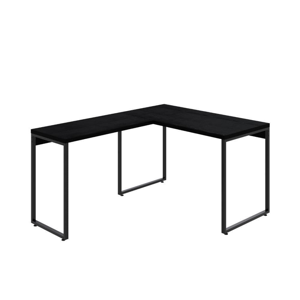 Mesa Em L Kuadra Office 120x150x75cm Preto ônix - Preto ônix -