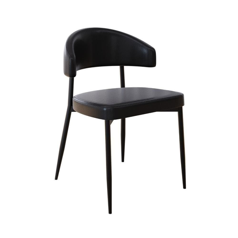 Cadeira Bless Fixa C/4 Pés 53 X 55 X 78cm. Courino Preto Courino Preto