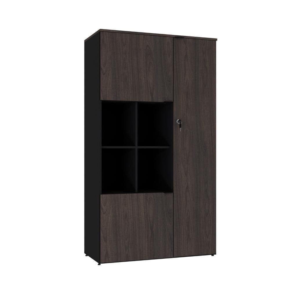 Armário Alto Com nicho E 03 Portas 161,5x90x42cm Wlan90 Preto Tx Com terracota