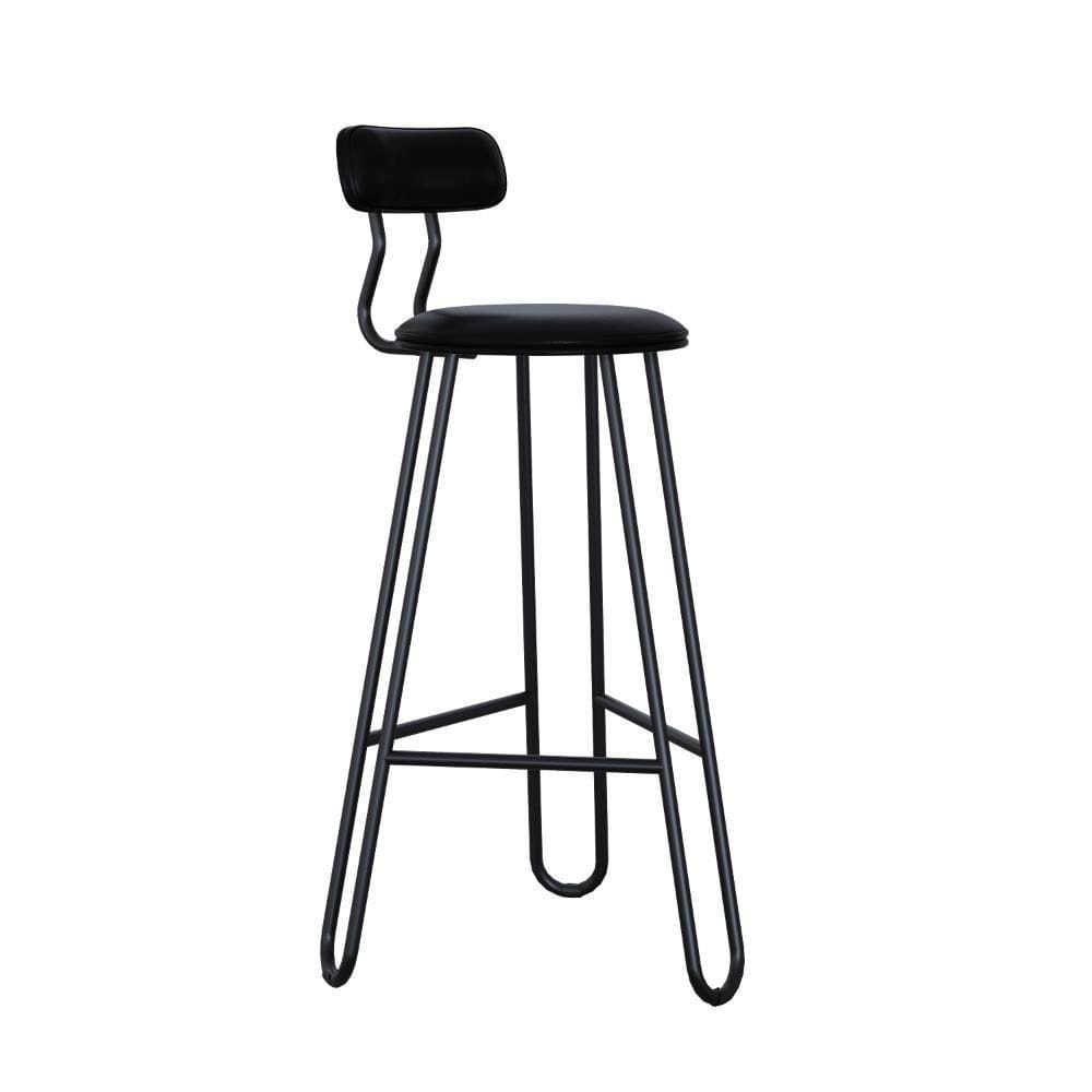 Conjunto 2 Banquetas Alta Ginger Com Encosto Courino Preto