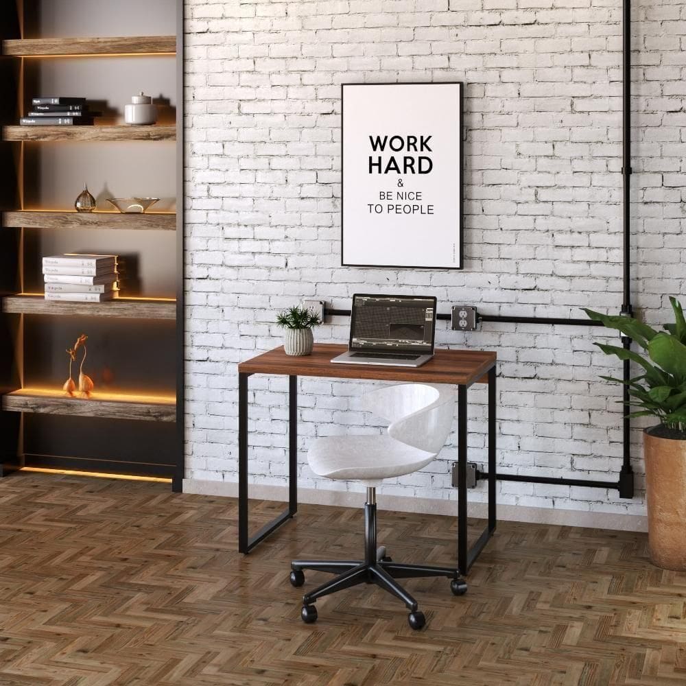 Mesa Kuadra Office 90x60x75cm Nogal Preta