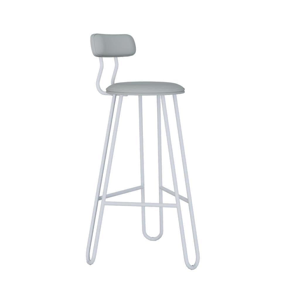 Conjunto 2 Banquetas Alta Ginger Com Encosto Courino Saturno Off White