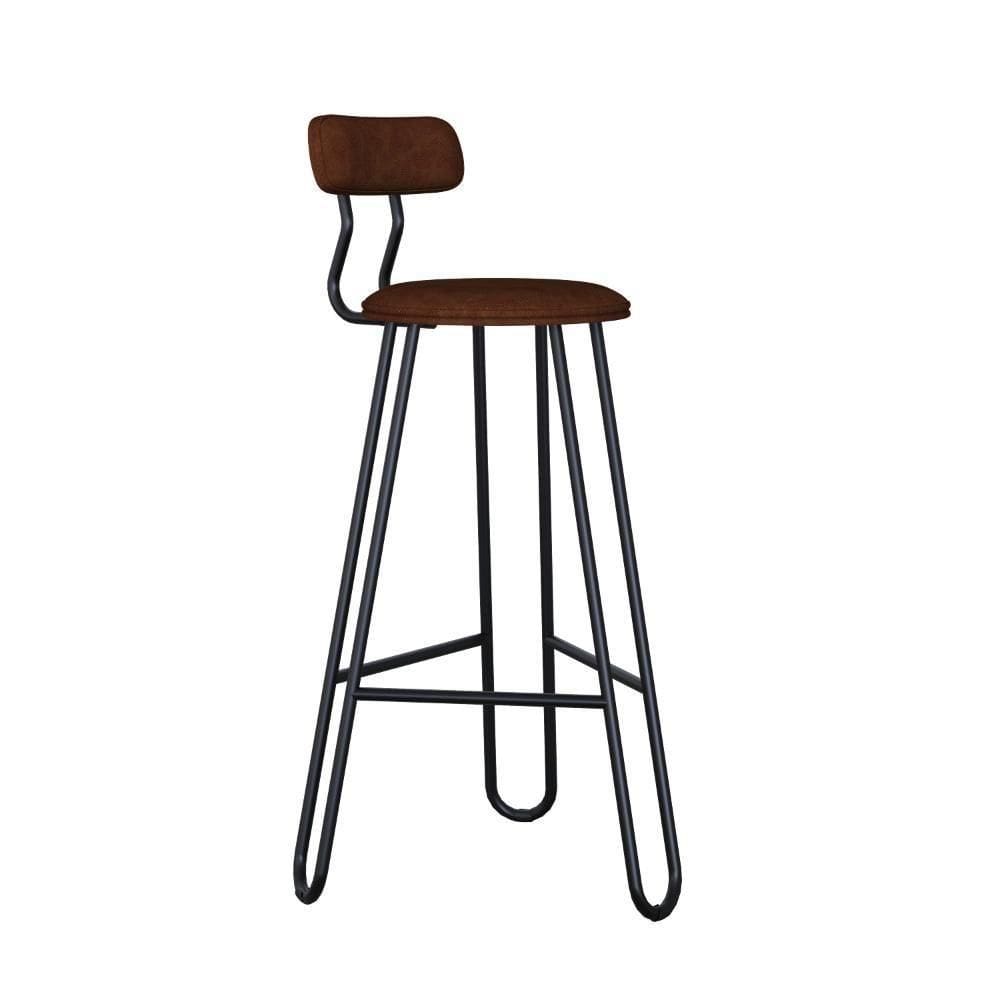 Conjunto 2 Banquetas Alta Ginger Com Encosto Courino Whisky
