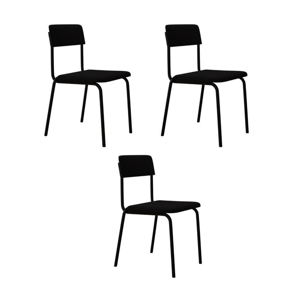 Cadeira Fit Fixa C/4 Pes 475 X 505 X 810 Mm C/3 Un. Preto Preto