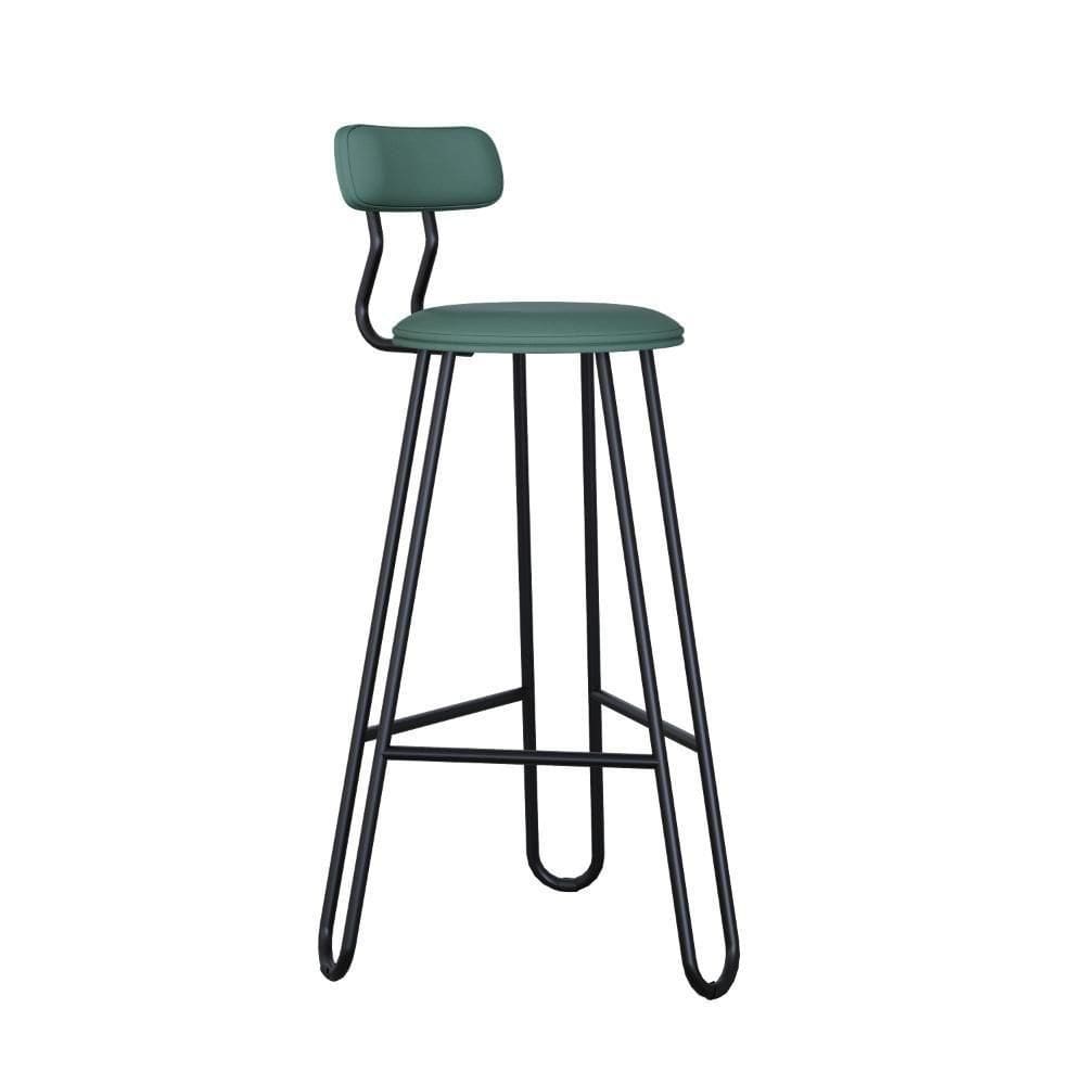 Conjunto 2 Banquetas Alta Ginger Com Encosto Courino Urano Verde Sálvia