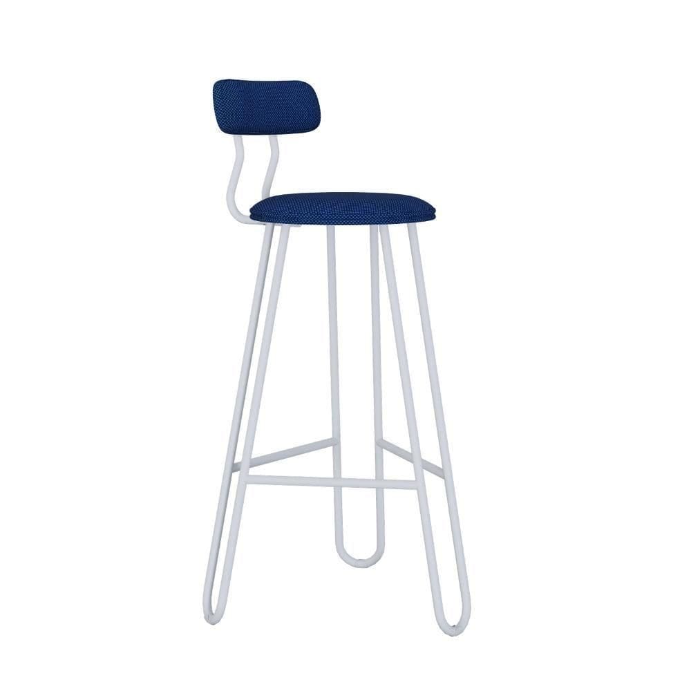 Conjunto 2 Banquetas Alta Ginger Com Encosto Azul Jeans City