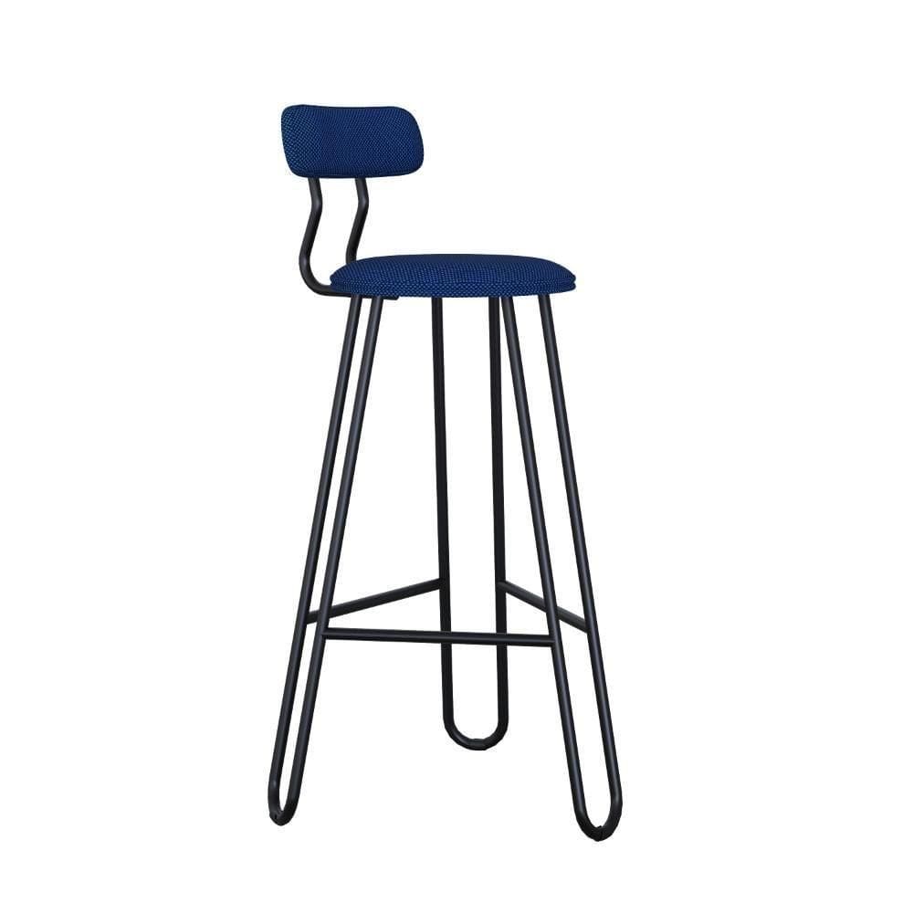 Banqueta Alta Ginger Com Encosto Azul Jeans City
