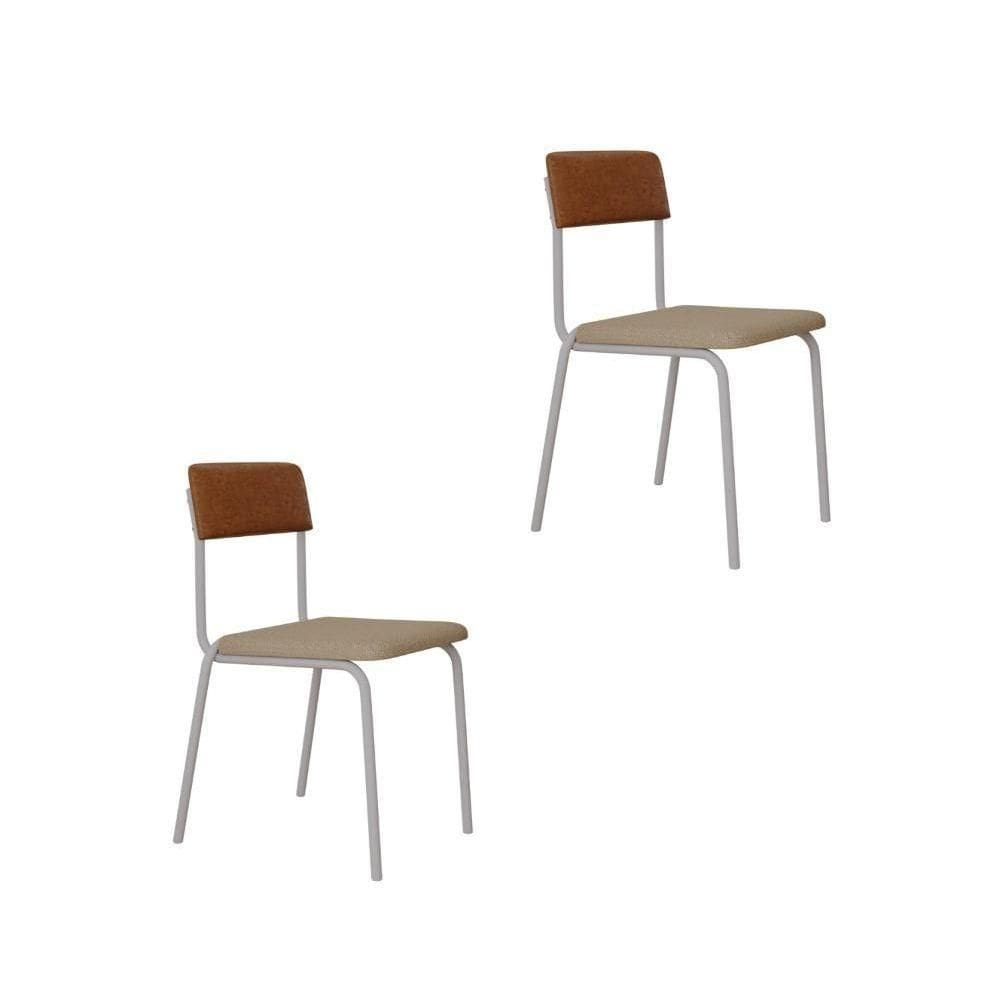 Cadeira Fit Fixa C/4 Pes 475 X 505 X 810 Mm C/2 Un Pés Brancos. Caramelo Crt Areia/courino Caramelo