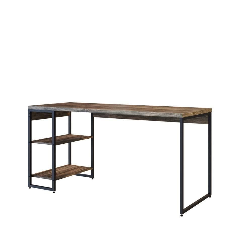 Mesa C/estante Baixa 150x64x75cm C/02 Prateleiras Carvalho Dark /
