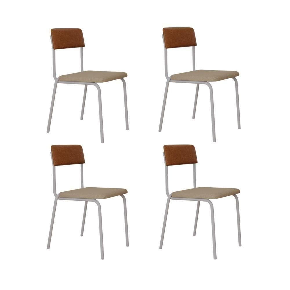Cadeira Fit Fixa C/4 Pes 475 X 505 X 810 Mm C/4 Un Pés Brancos. Caramelo Crt Areia/courino Caramelo
