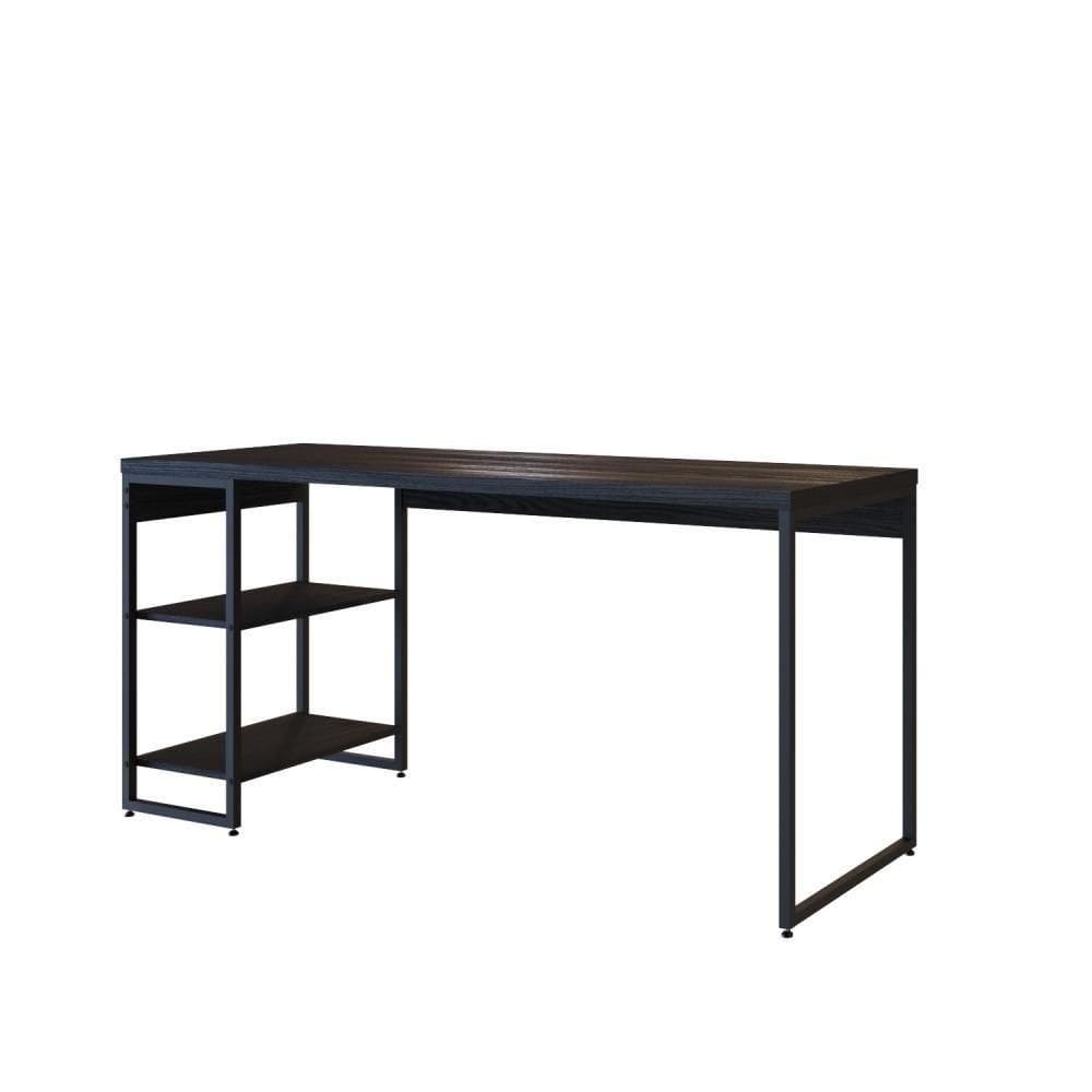 Mesa C/estante Baixa 150x64x75cm C/02 Prateleiras Preto ônix / Preto ônix /