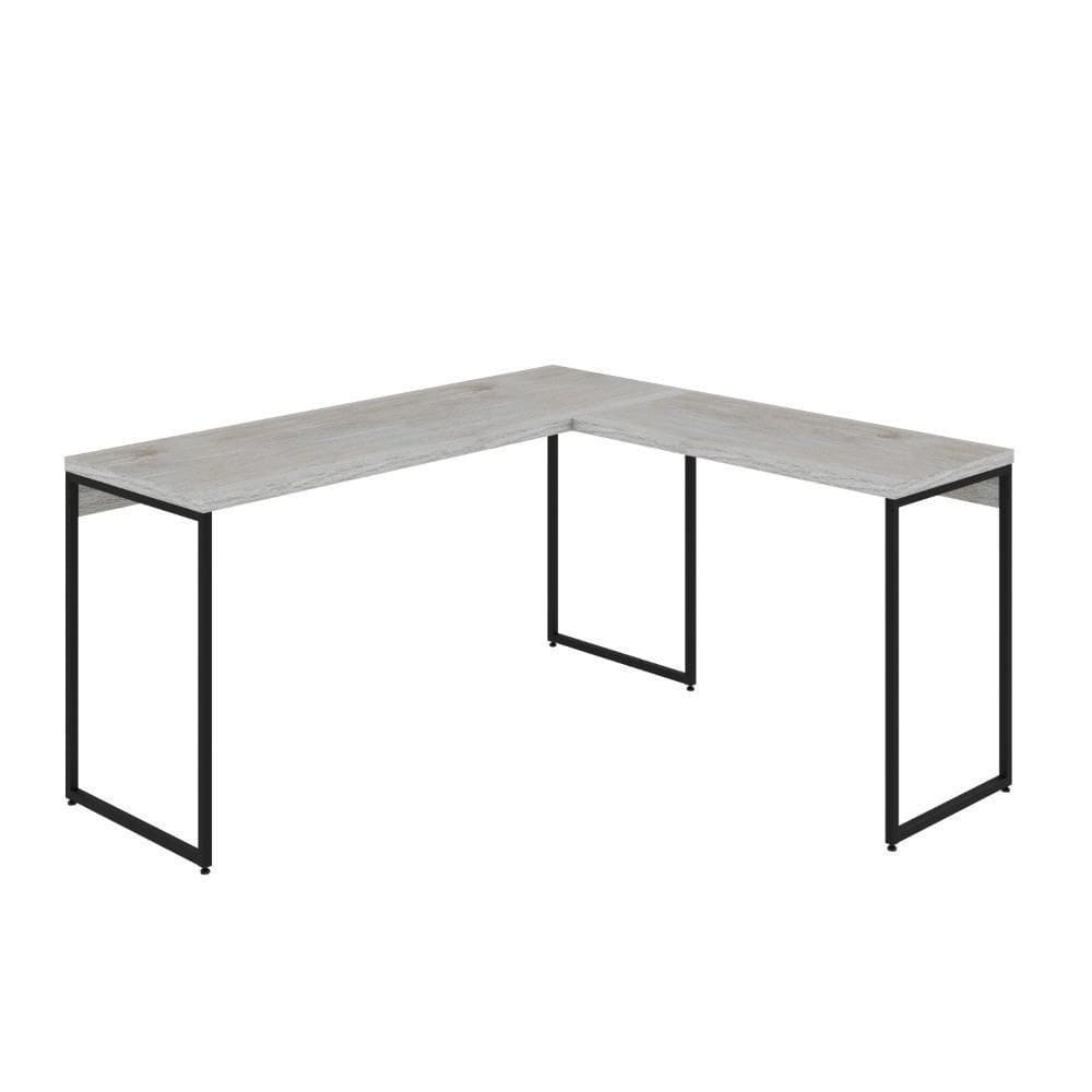 Mesa Em L Dynamica Diretor 150x140x75cm Snow Estrutura preta
