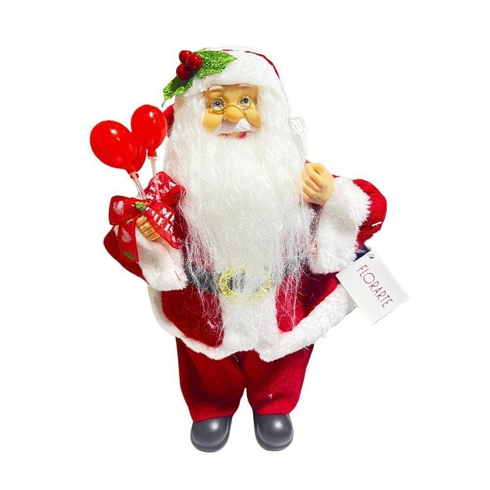 Papai Noel Natal Em Pe Vermelho Branco 30cm Florarte