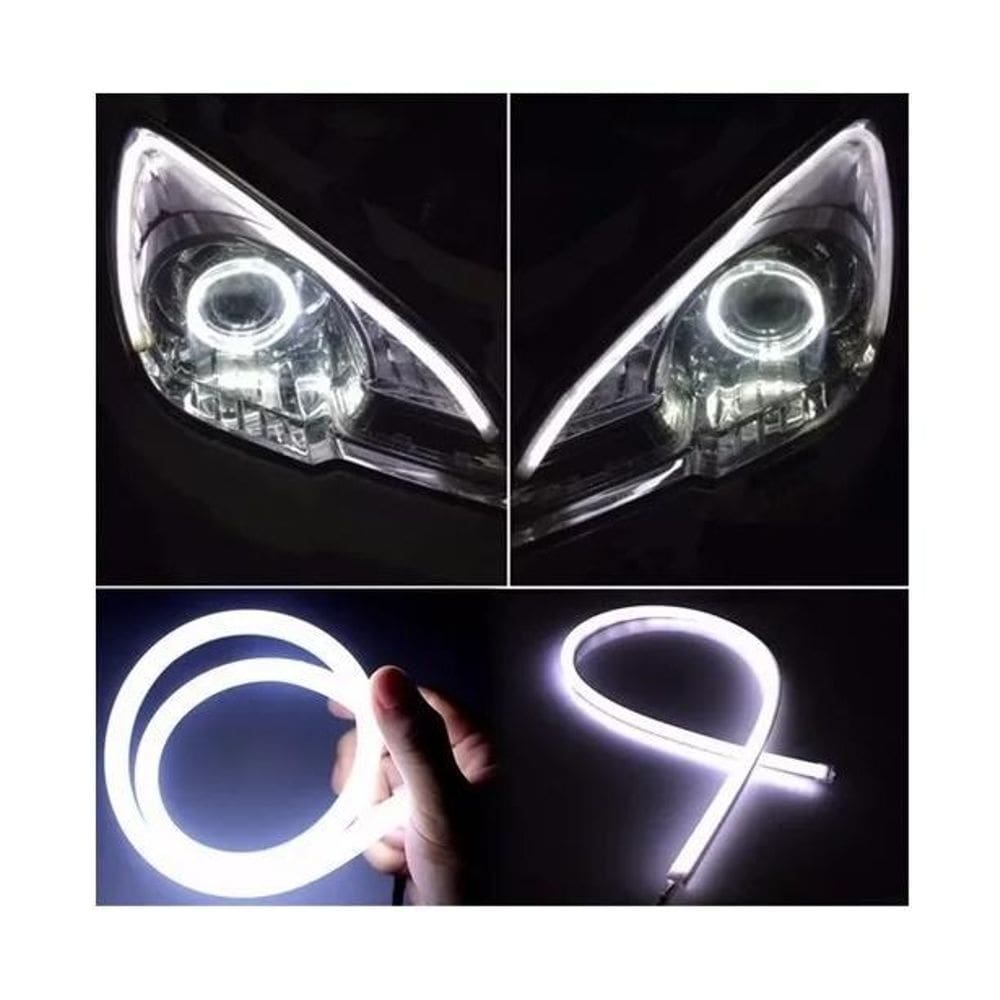 Par Fita Barra Led Neon 12V Para Farol 70Cm Branca