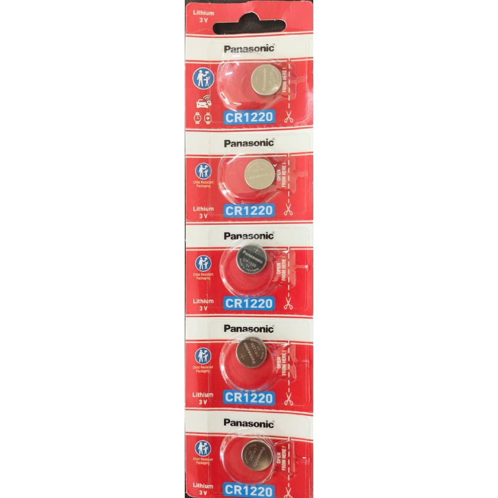 Cartela de Bateria CR1220 Panasonic com 5 unidades