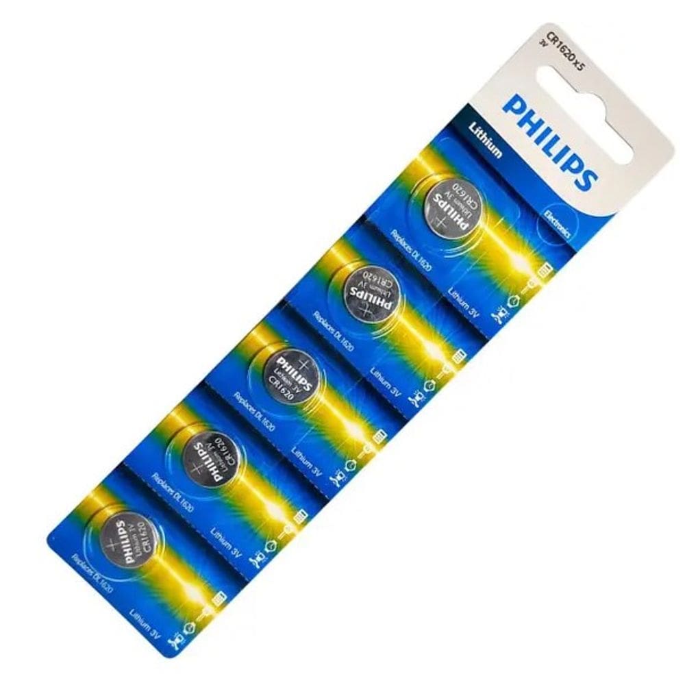 Cartela de Bateria CR1220 Philips com 5 unidades