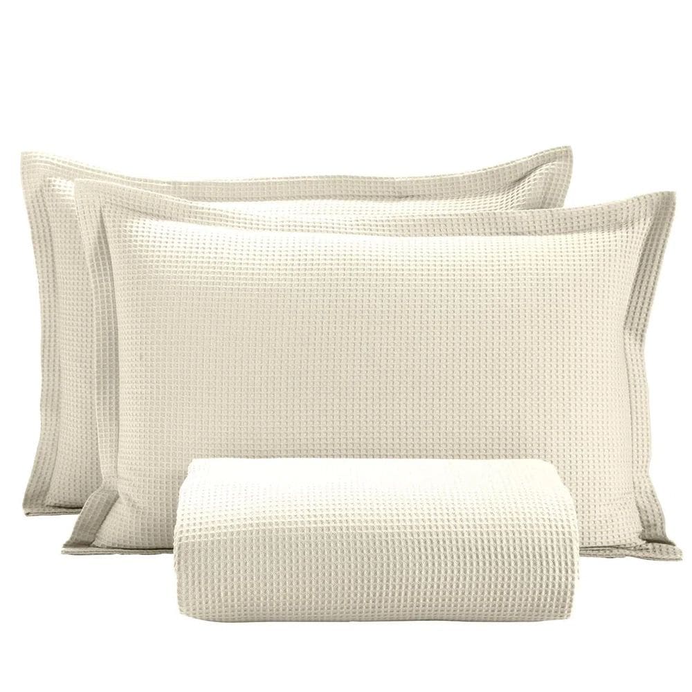 Kit Colcha Casal Döhler Piquet Unicolor Bege