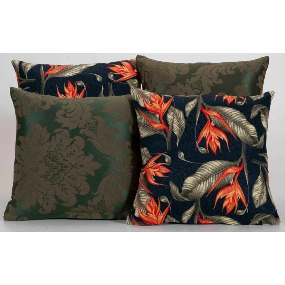 Kit 4 Almofada Decorativa Para Sofá Estampa Tabaco Com Verde