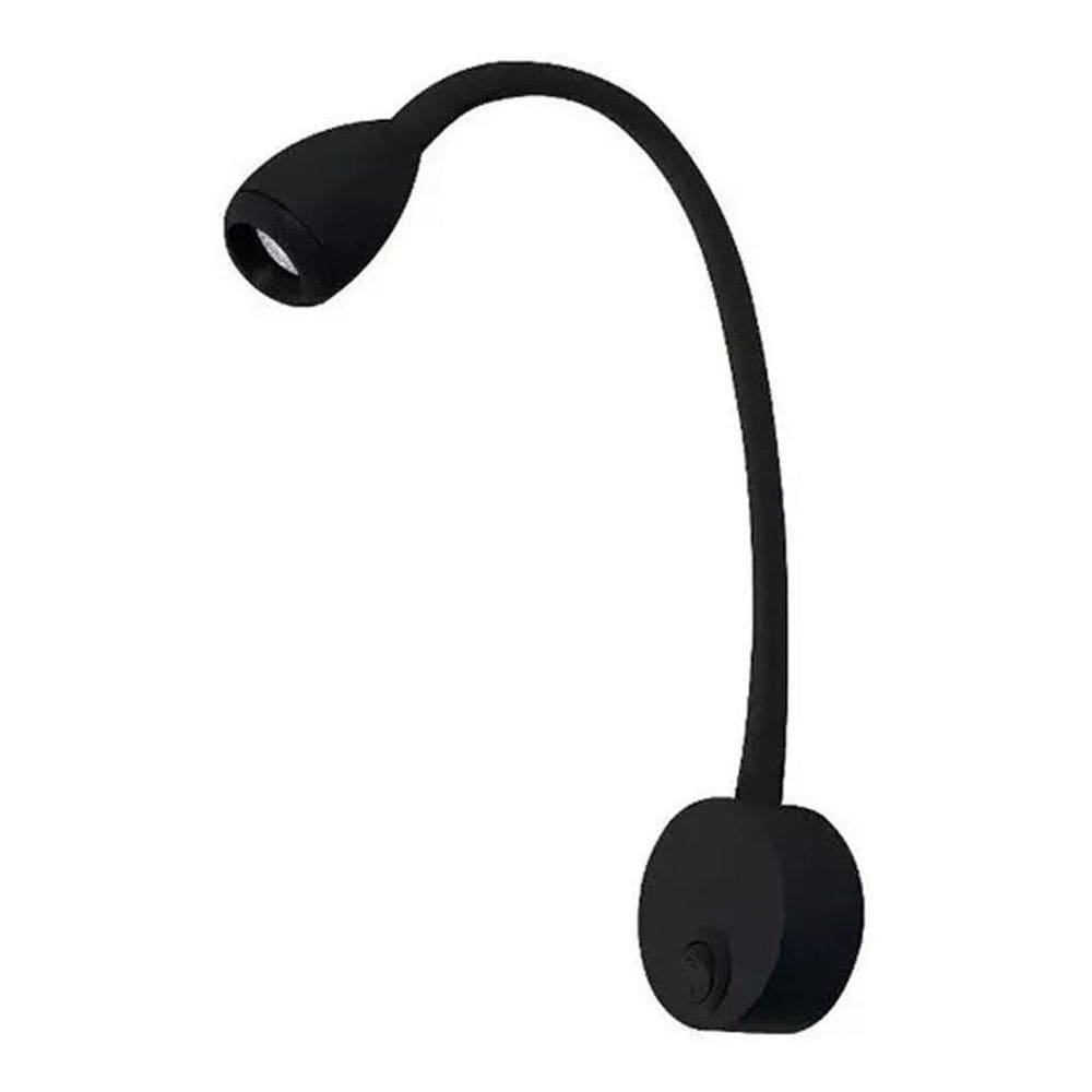 Kit 10 Arandela Foco Movel Led 3W 3000K Preto Cabeceira
