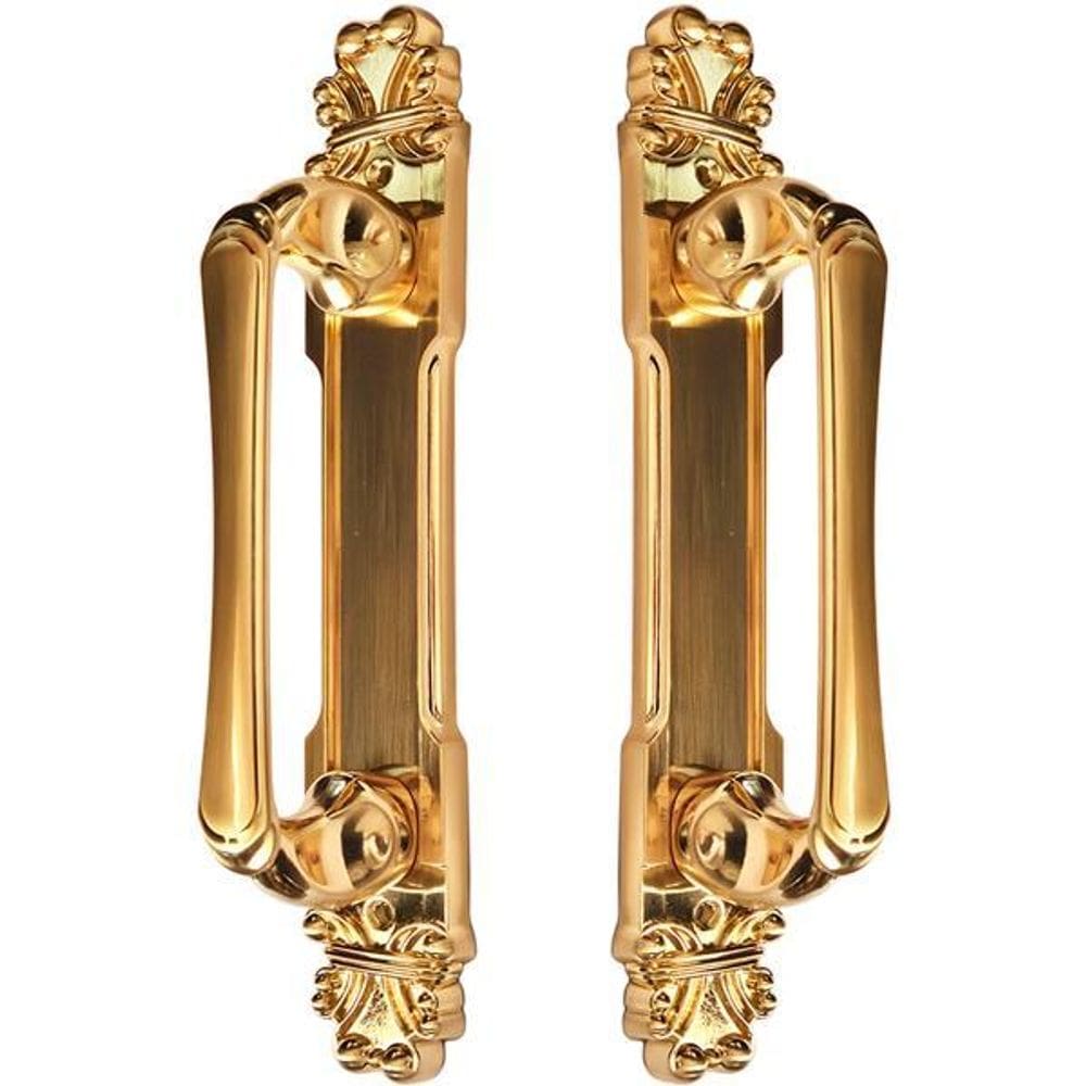 Puxador Duplo Mozart 280Mm Dourado Escovado Porta Pivotante