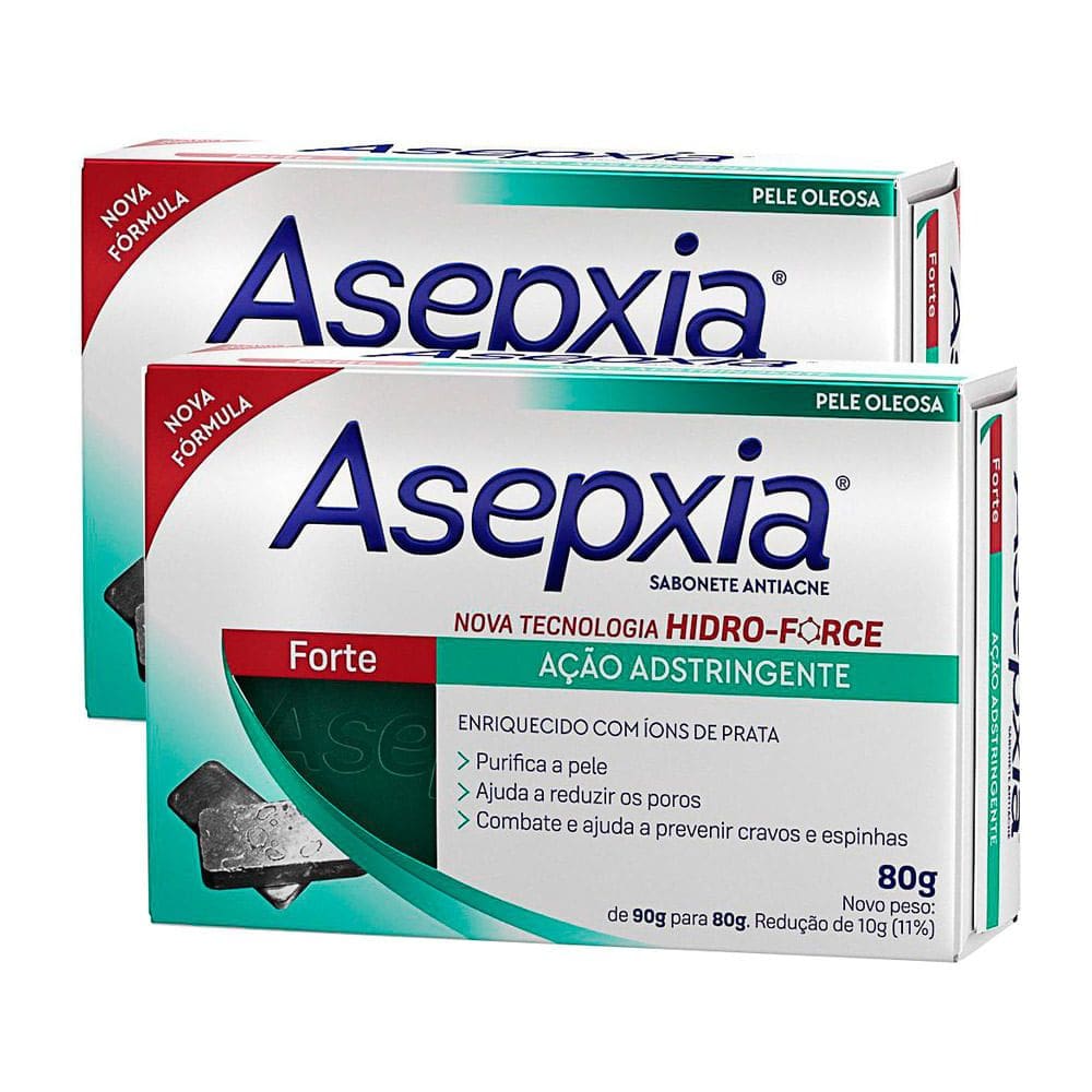 Sabonete Asepxia Fórmula Forte 80g | Kit com duas unidades