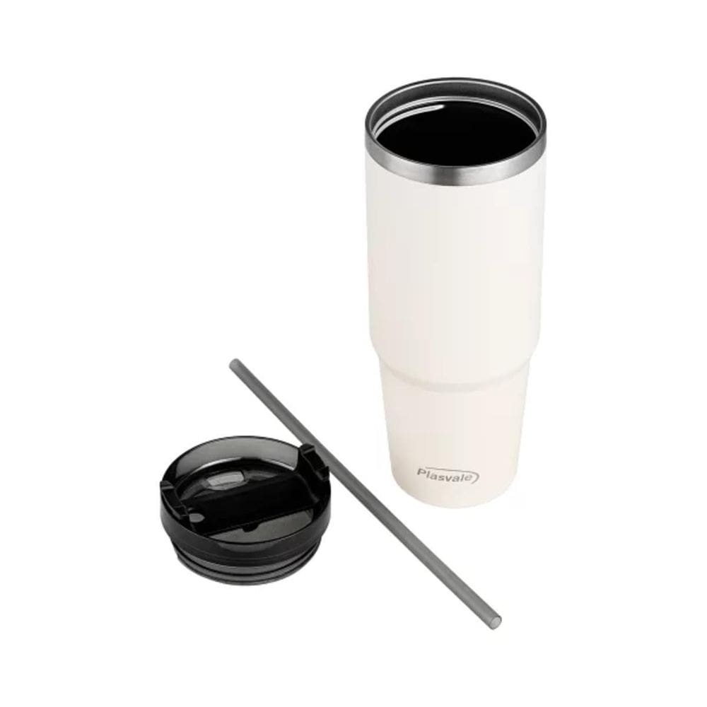 Copo Térmico Plasvale Quencher Com Canudo 900Ml - Creme