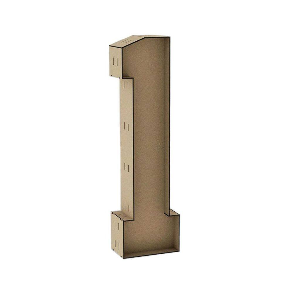 Número 1 Letra Caixa Grande Mdf 60Cm De Altura Decoração