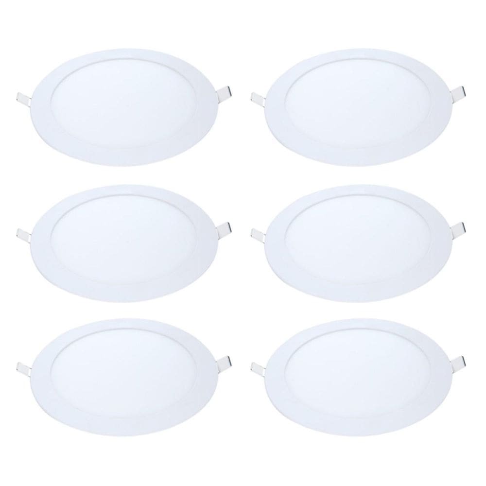 Kit 6 Painel Led Embutir Redondo Luz Quente 3000K 12W 17Cm