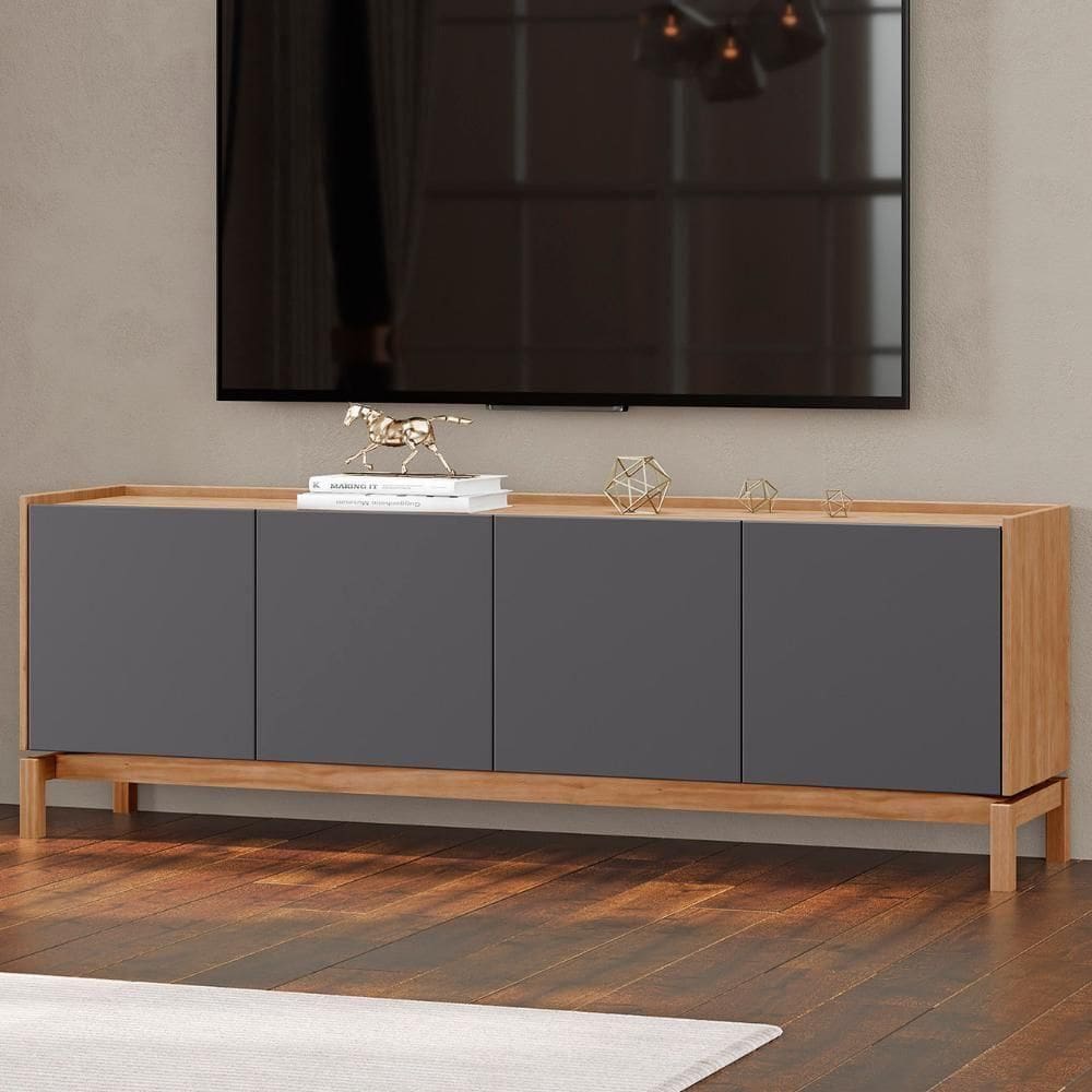 Rack TV 50 Polegadas 180cm 2 Portas 2 Gavetas Soleil Tauari Grafite F07 - Mpozenato